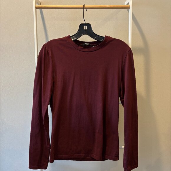 Theory long-sleeve tee in organic cotton (dark red) - Picture 3 of 6